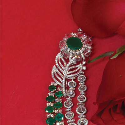 Contemporary Rose Cut  Diamond Necklace made in Gold - TARASRI